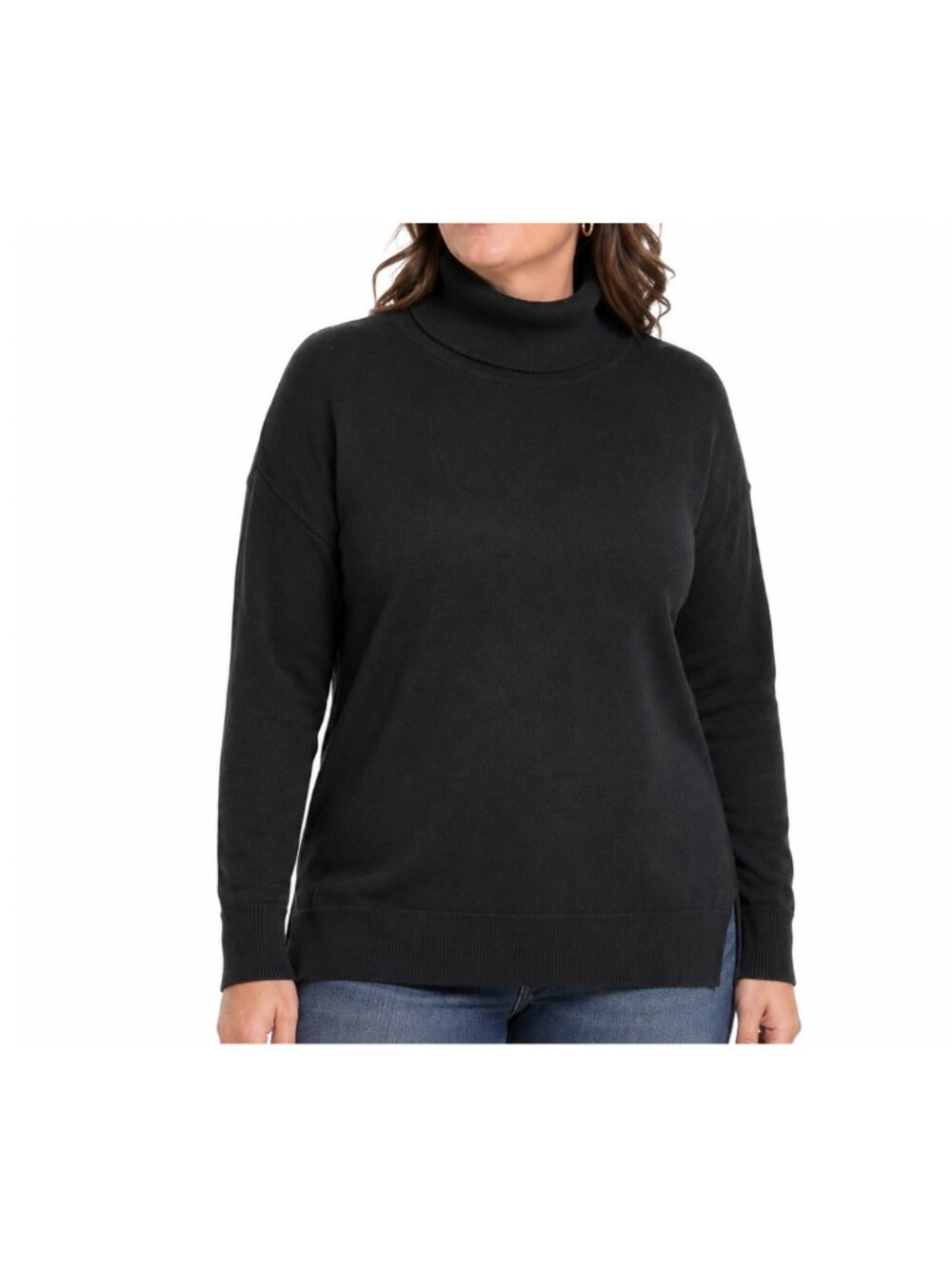 Banana Republic Merino Wool Turtleneck Sweater Womens L Black Lightweight Knit